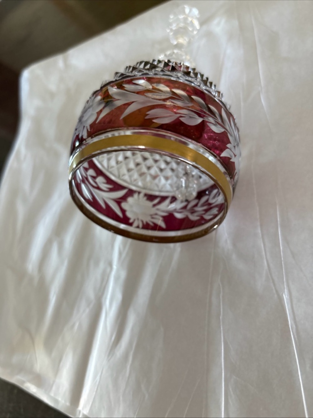 Vintage Golden Crown HandCut Cranberry Lead Crystal E&R Bell Purple/Pink Germany - Picture 10 of 13